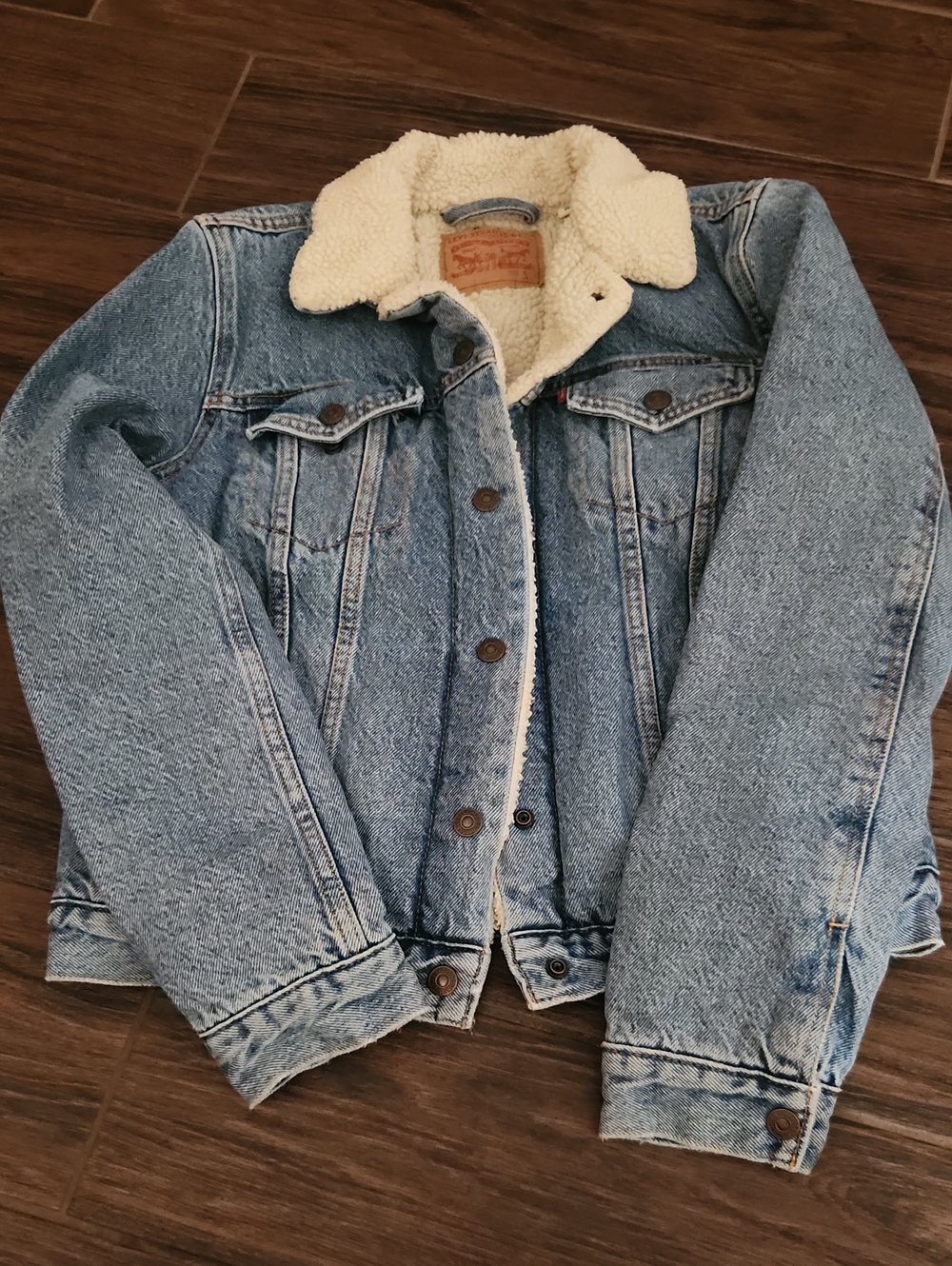 Levi's Light Blue Denim Jacket with Cream Sherpa Collar